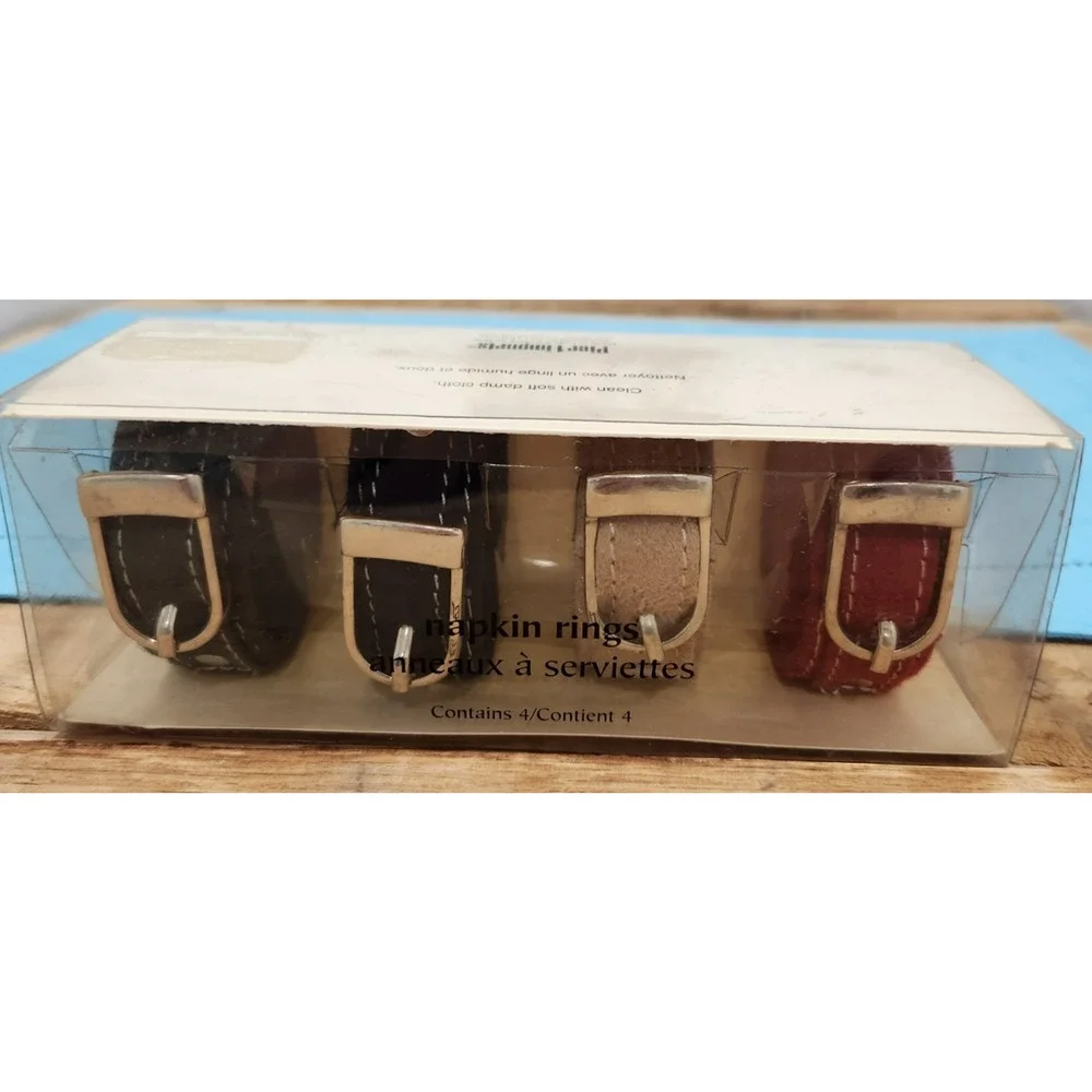 Pier 1 Imports Set Of Four Watch Band Themed Napkin Rings In Original Box